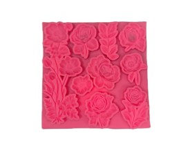 Molde silicona 10 flores surtidas